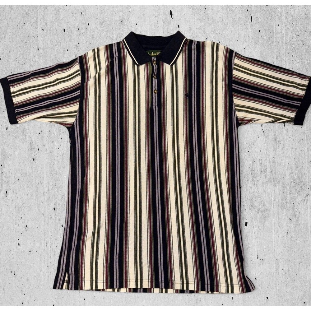 Vintage 90s Knights of the Round Table Striped Polo Shirt Mens Size Large